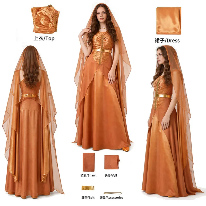 

WHH Anime Movie Space Battle Mon Mothma Cosplay Dress Costume Headband cosplay Outfits Women Halloween Carnival Party Restor
