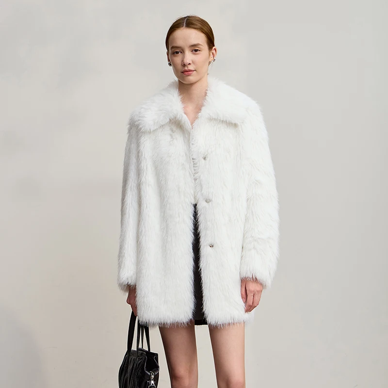 AMII Winter Bontjas 2025, Herfst Nieuwe Turn-Down Kraag Veelzijdige Jas Vrouw Lange Mouwen Losse Casual Dames Bovenkleding 12554008