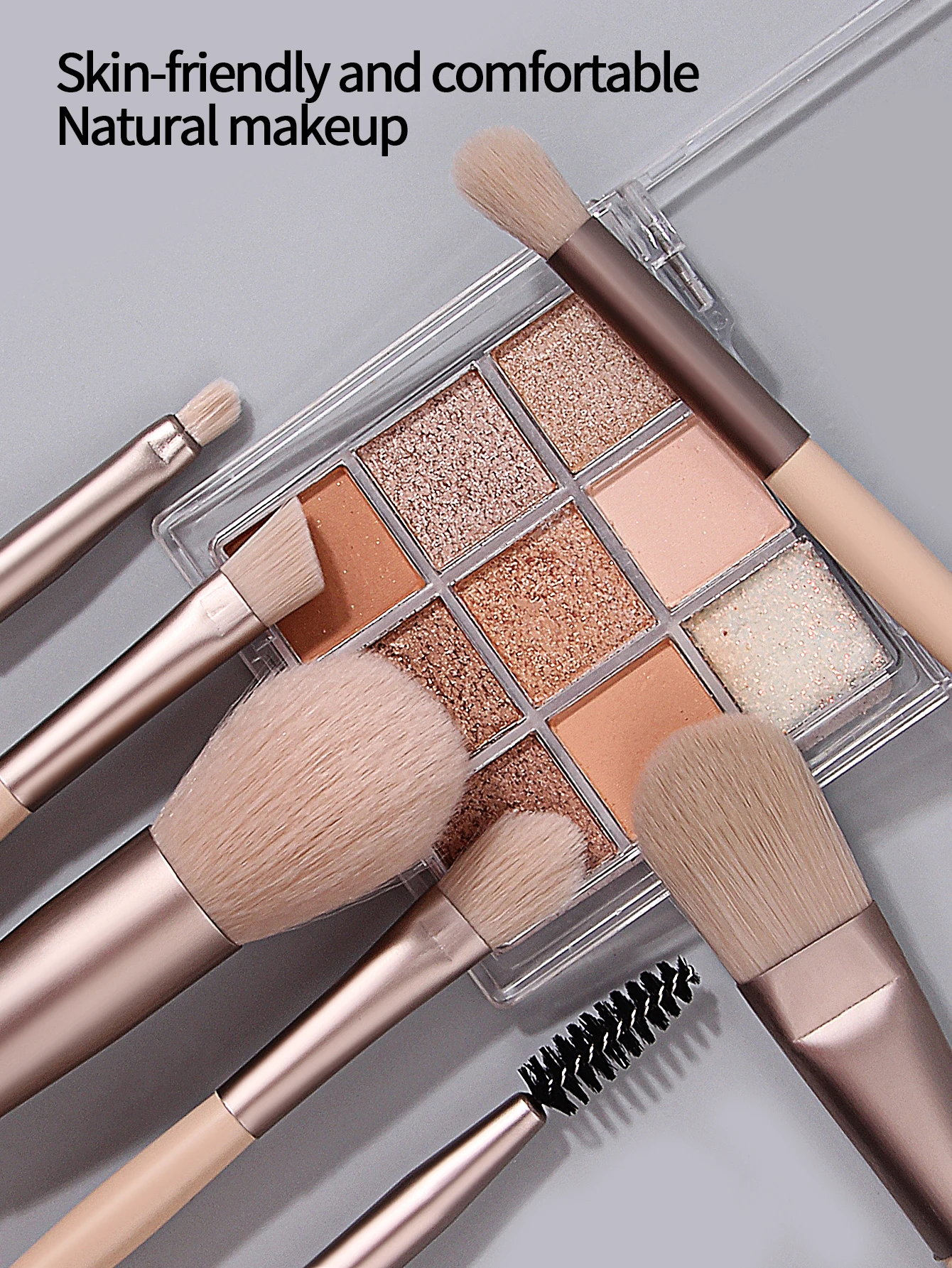 مجموعة فرش مكياج صغيرة مكونة من 7 قطع، كريم أساس للمبتدئين بشعيرات فائقة النعومة، أحمر الخدود، ظلال العيون، فرشاة خافي العيوب، فرشاة الماسكارا #5