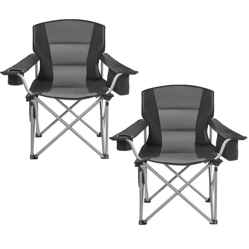

Oversized Camping Chair 450LBS Support,Folding w/Padded,Cup Holder,Cooler Bag,Outdoor Fishing 2PK