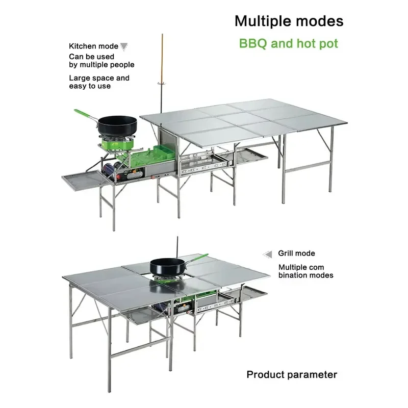 Hot Sale Factory Camping Table Stand with Cookware Set Foldable Outdoor Mobile Kitchen for Camping Outdoor