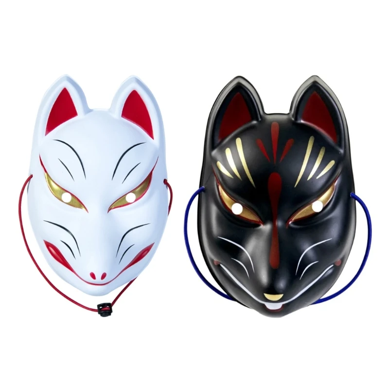 

Adult Unisex Halloween Party Foxes Mask Japanese Anime Cosplay Full Face Mask Women Men Carnival Masquerade Mask Costume Props