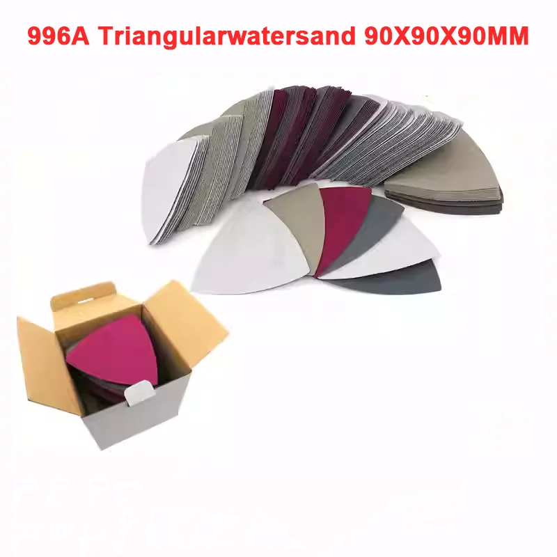 996A 90 * 90 * 90mm Triangular Water Sand Wet Dry Dual-use Plush Sandpaper For Metal Automotive Mobile Phone Plastic Polishing