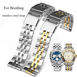 For Breitling Watch Mechanical Timing Aviation 1 Bentley Galaxy Mont Blanc Skin Friendly Stainless Steel Strap 20/22/24mm