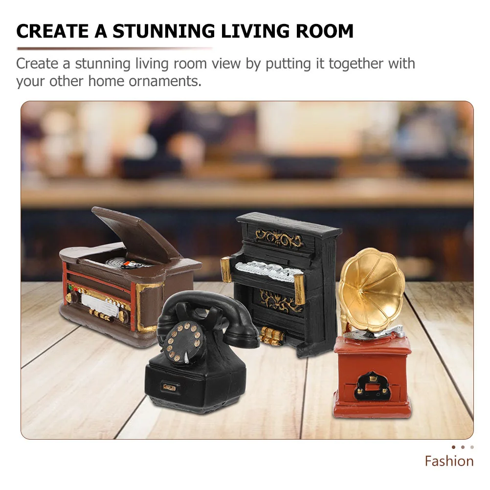 

3 шт. мини ретро граммофон смола винтажное украшение для рабочего стола вечерние настольный домашний декоративный орнамент мини винтажный декор