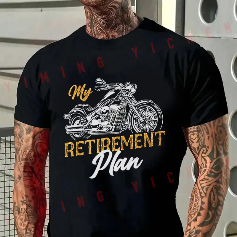 2026 New Parent‑Child Matching Unisex Oversized T‑Shirt Vintage Cruiser Motorcycle Funny Retirement Slogan Print Streetwear Tops