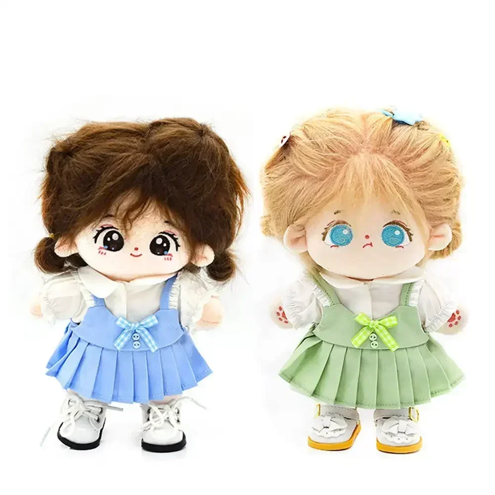 Mini jupes plissées de princesse, barboteuses en coton de 20cm, peluche de dessin animé, tenue de remplacement, robe de jeu, accessoires de maison