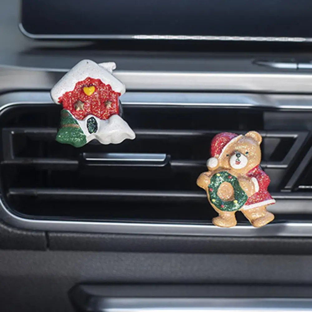 Car Fragrance Tablet Holder Car Aromatherapy Clip Christmas Car Air Freshener Santa Claus Deer Snowman Stocking Shape for Merry