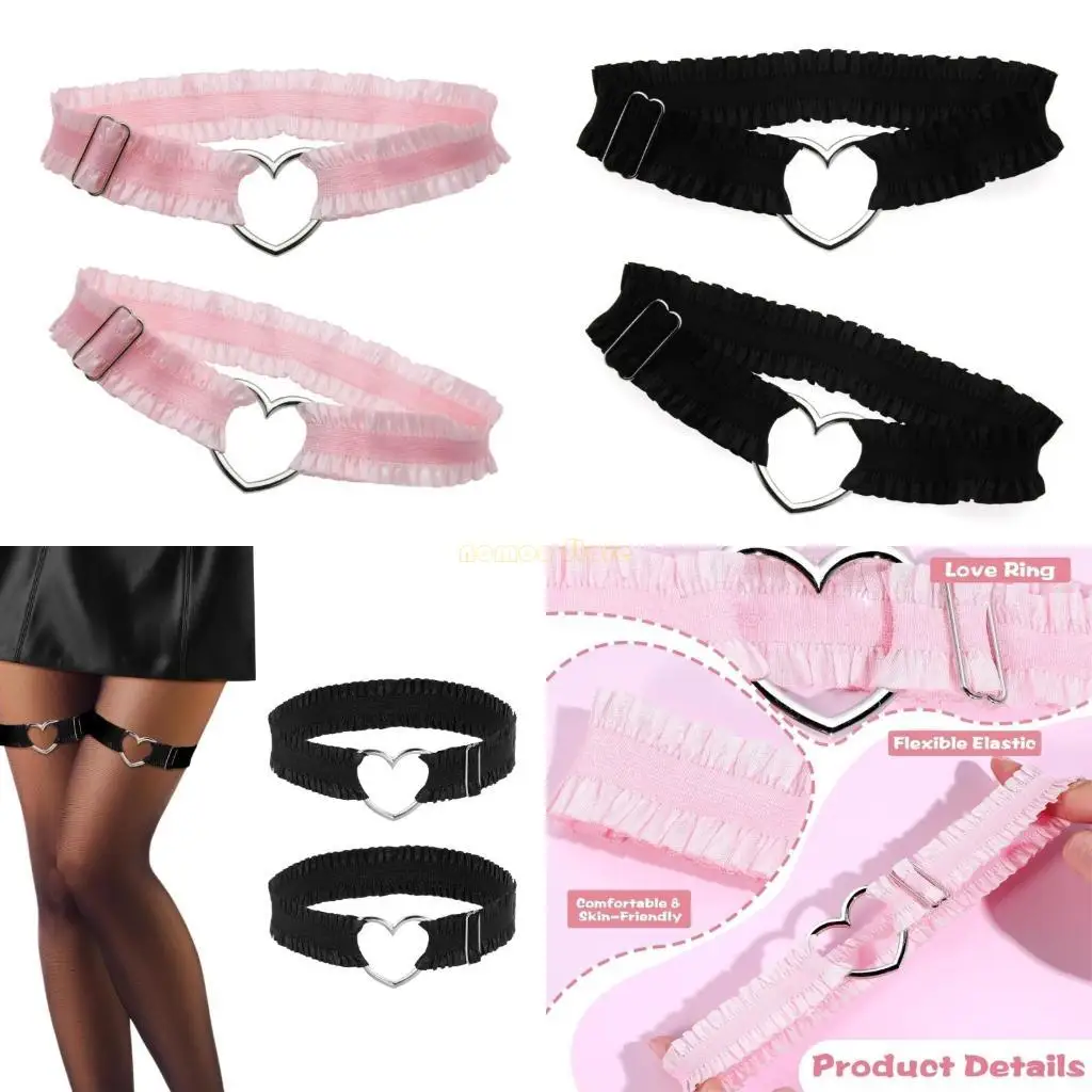 31BFエレガントなラックガーターは、女性用のハート調整可能なレースレッグバンドを備えたホリデー衣装の弾力性のあるレッグガーター