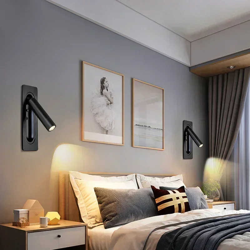 LED Ambient Reading Light Adjustable Recessed Wall Light Wide Voltage 85V-265V Indoor Rotatable Bedside Reading Light