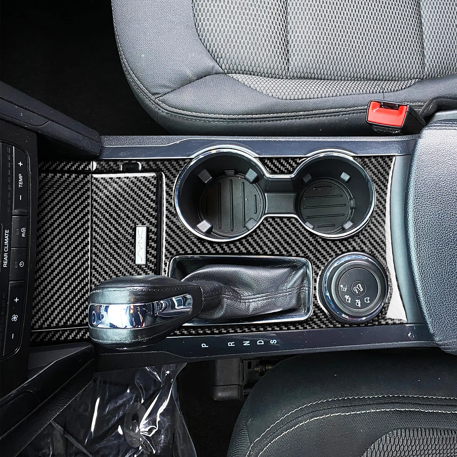 

For Ford Explorer 2013-19 Carbon Fiber Central Control Panel Frame Water Cup Panel Decorative Patch Interior Trim