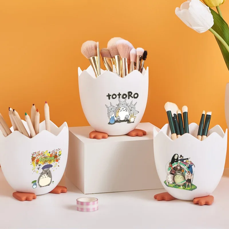 Totoro Cute Pencil Holder Desk Organizer Cartoon Anime Pattern Printed Makeup Brush Holders Back To School Kawaii Stationery New