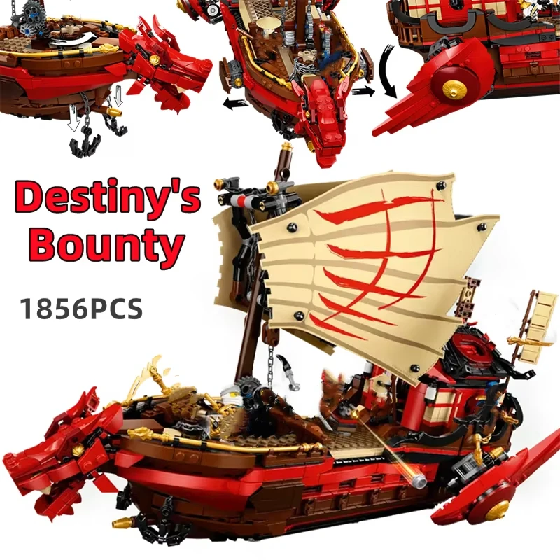 Serie Ninja Set Building Blocks 71705 Set di barche Dragon Bounty del destino Stagione 1 Nave Regalo per bambini Assemblaggio di giocattoli