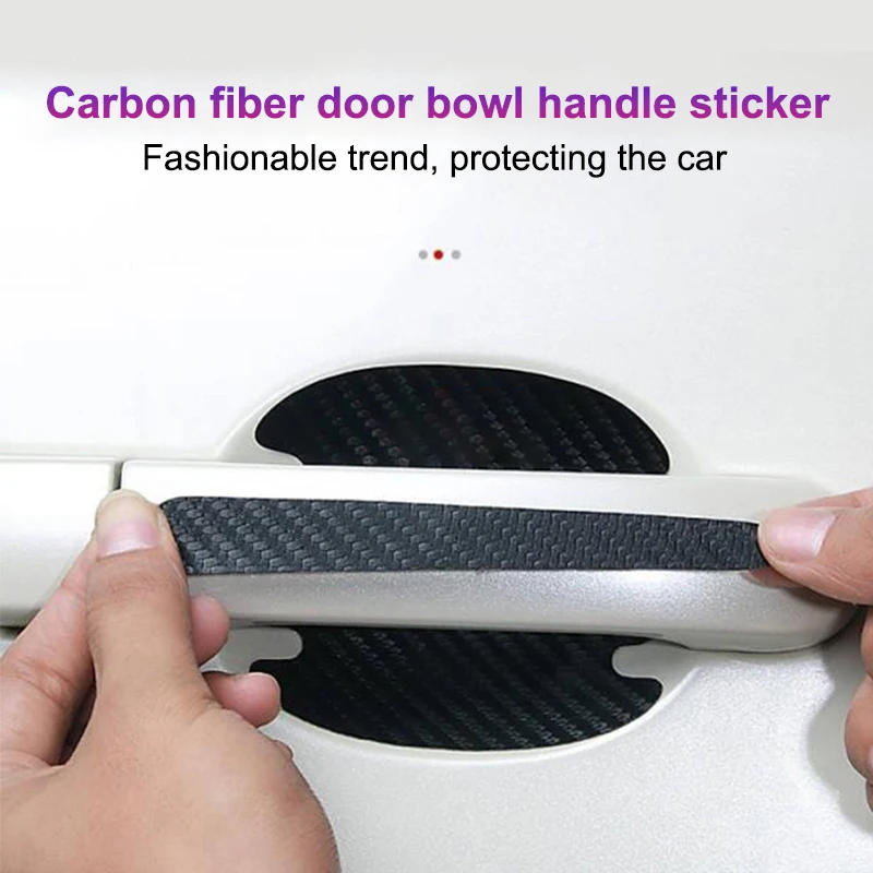 8PCS For Skoda Octavia Fabia Superb Karoq Car Styling Door Handle Sticker Carbon Fiber Scratches Resistant Cover Door Bowl Film