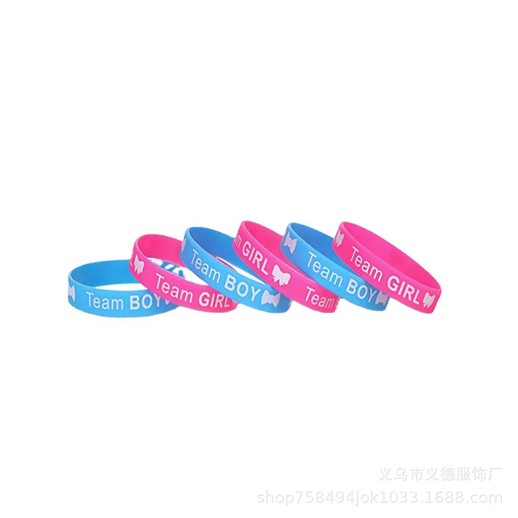 

Boy Or Girl Gender Reveal Party Team Bride Bracelet Wristbands For Team Wendy Welcome Baby Shower Decoration Silicone 4/20/40PCS