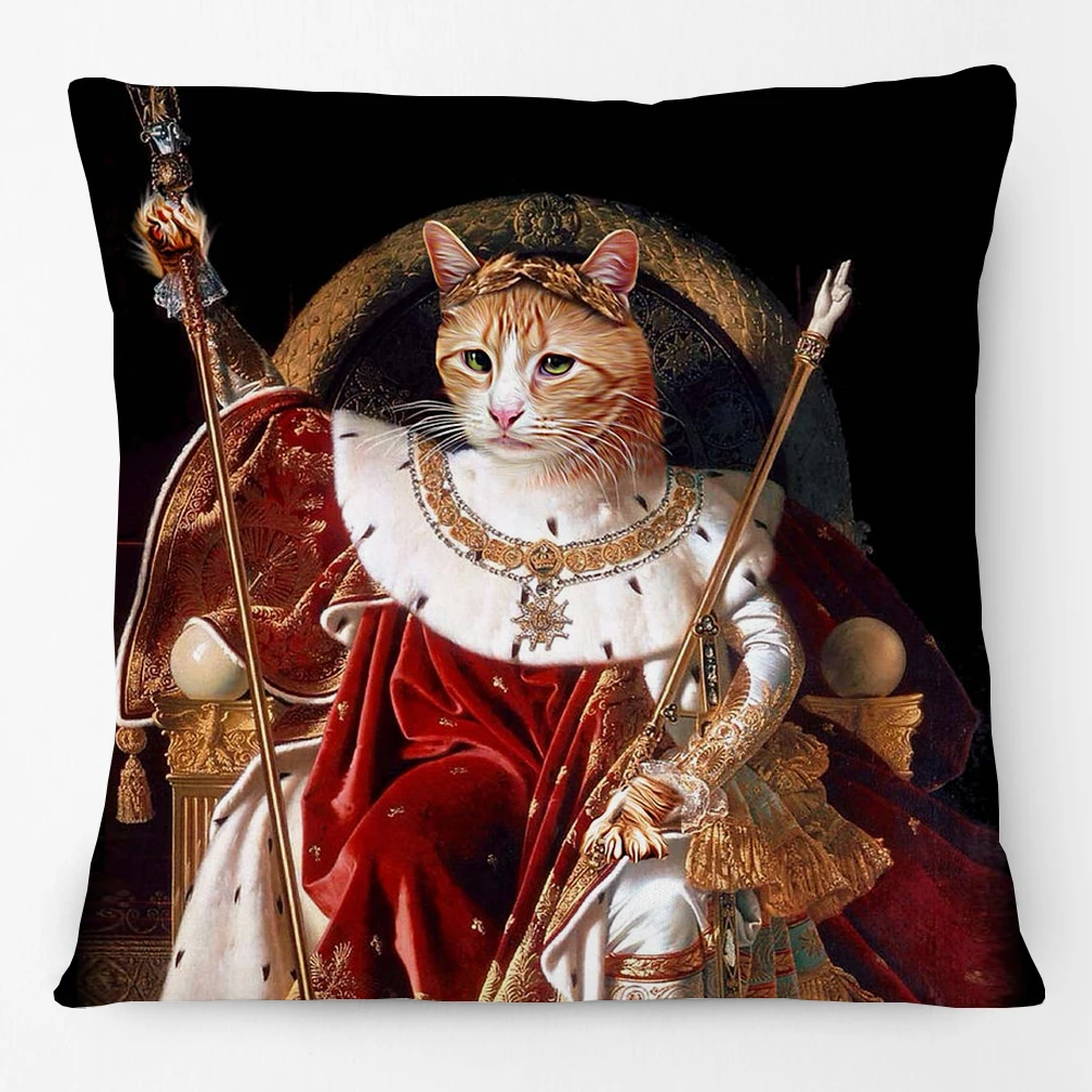 European Royal Dog Cosplay Suit Animals Portrait Poster Cushion Covers Pillowcase for Sofa view 2