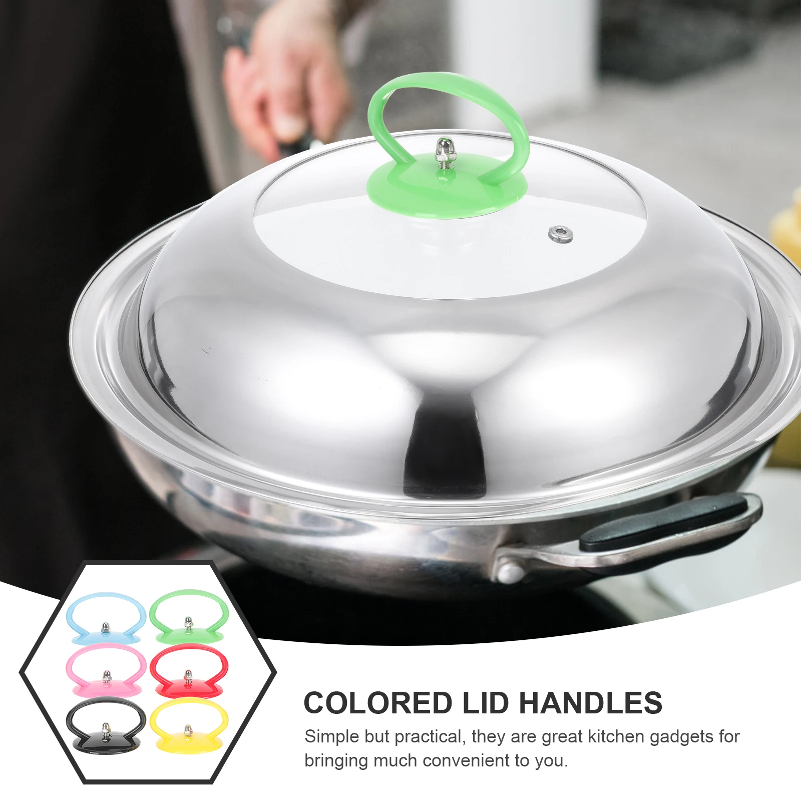 

12pcs Universal Pot Lid Handles Colorful Heat Resistant Kitchen Pan Cover Accessories Compact Wear-Resistant Anti-Scald Lid