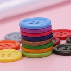 50pcs 11.5mm Colourful 4 Holes Buttons For Children Clothings Shirts Round Resin Buttons For Needlework DIY Sewing Accessories