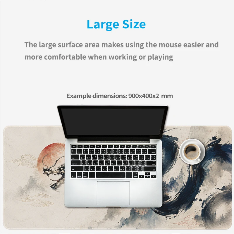 Mouse Pad Red Sun Ink Dragon Gaming XL Large Home Computer Custom Mousepad XXL Playmat Soft Office Non-Slip Laptop Mice Pad view 5