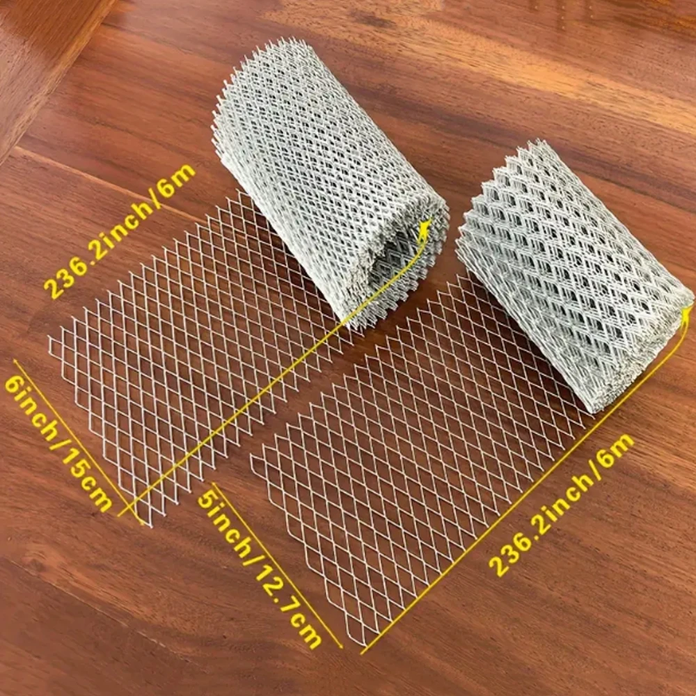 6m Aluminum Gutter Guard Home Roof Mesh Filter Gutter Cover Garden Drain Screen Protection Netting Roll with Fixed Ties