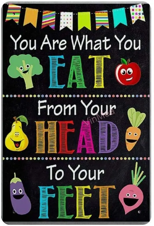 You are What Yo Eat from Your Head to Your Feet Retro Metal Tin Sign Plaque Poster Wall Decor Art Shabby Chic Gift