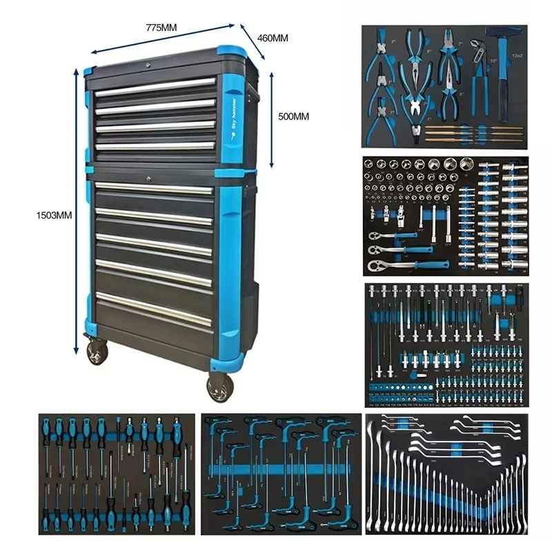 With 273 tools, rolling tool cabinet, garage storage tool finishing rack for automotive maintenance