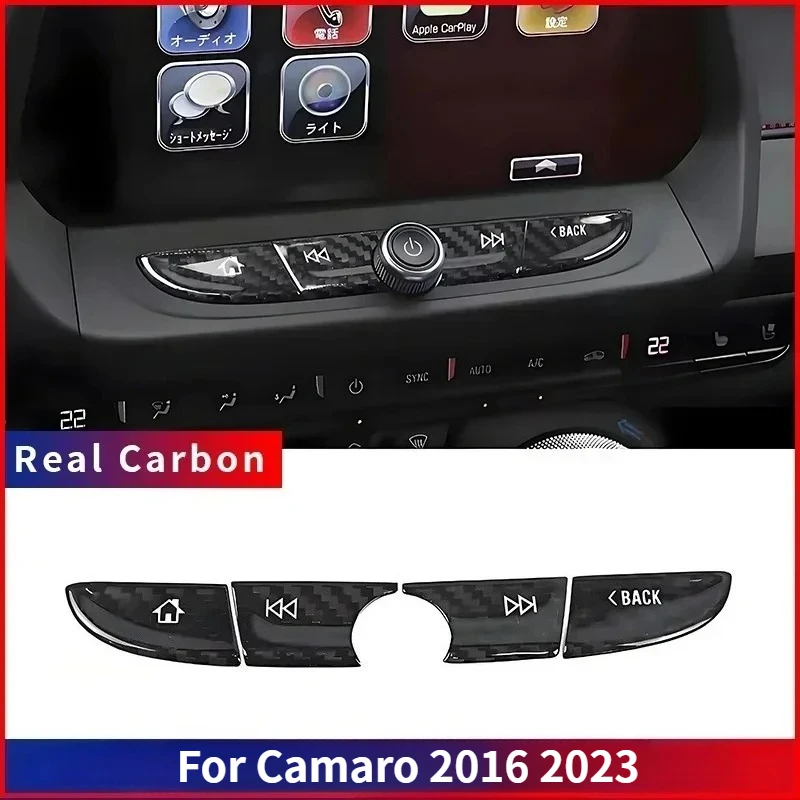 

For Chevrolet Camaro Real Dry Carbon Fiber 2016 2023 Car Center Navigation Bezel Button Sticker Interior modificatio navigation