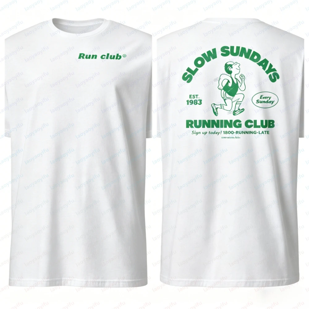 Slow Sundays T-Shirt Relaxed Fit Running Shirt Casual Jogging Tee Gift for Runners and Marathon Lovers Gothic Women Clothes Tops