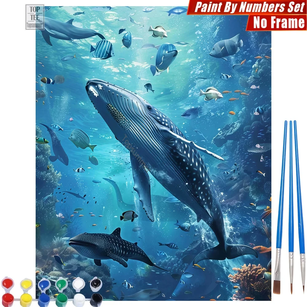 

Underwater Whale Reef DIY Paint By Numbers Kit - Underwater Whale Coral Artistic Activities Gift For Mom Gift For Neighbor