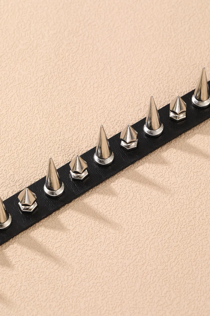 1 Stück Gothic Punk Stachel-Lederhalsband, kühne, rebellische Halskette für Rock-Stil & Statement-Looks – Detail 6
