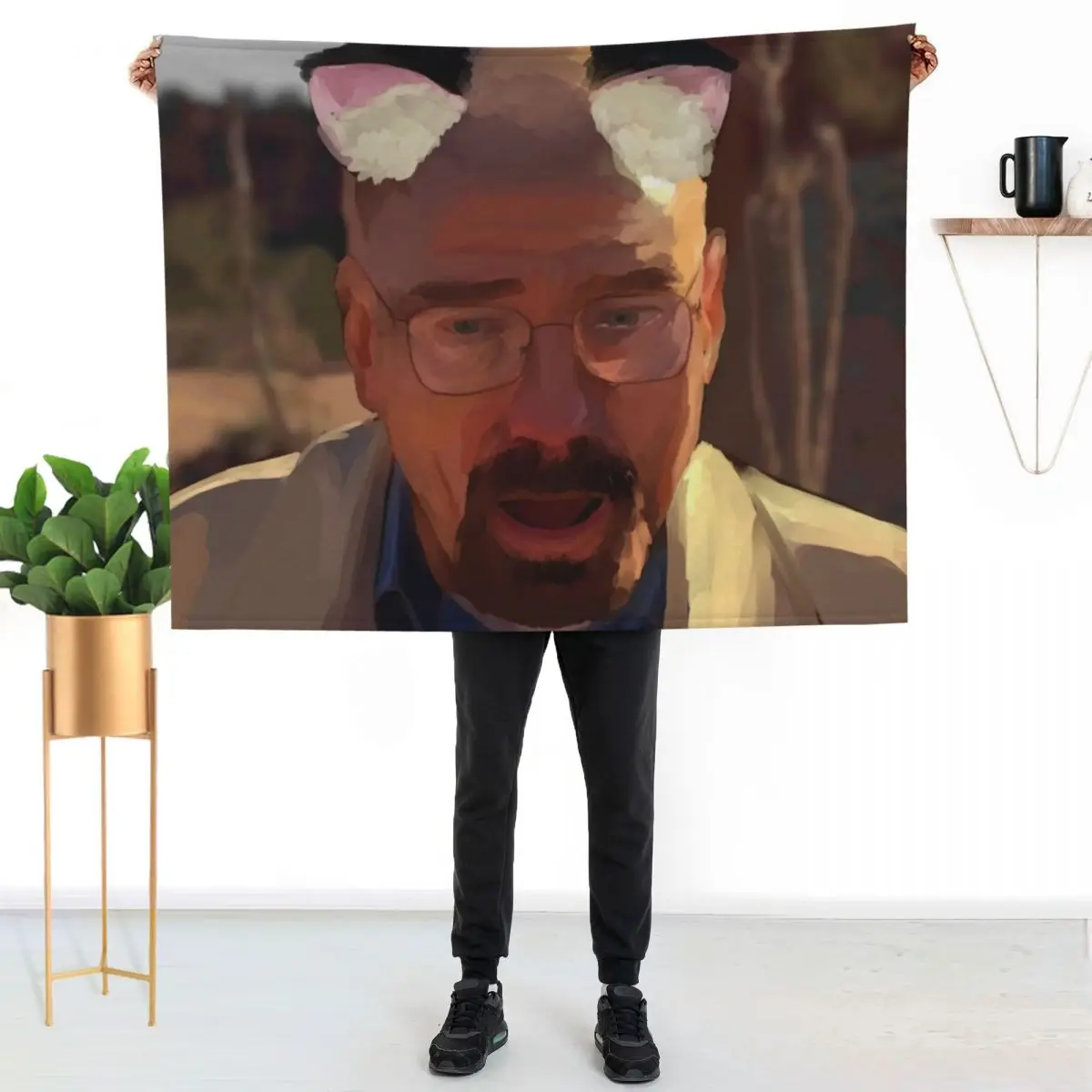 

catboy walter white painting Throw Blanket Machine Washable Soft Warm Blanket