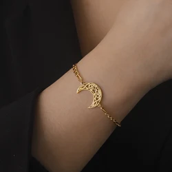 Cat Paw Charm Crescent Moon Bracelets for Women Figaro Box Chain Bracelet Celtic Knot Amulet Stainless Steel Trendy Jewelry Gift