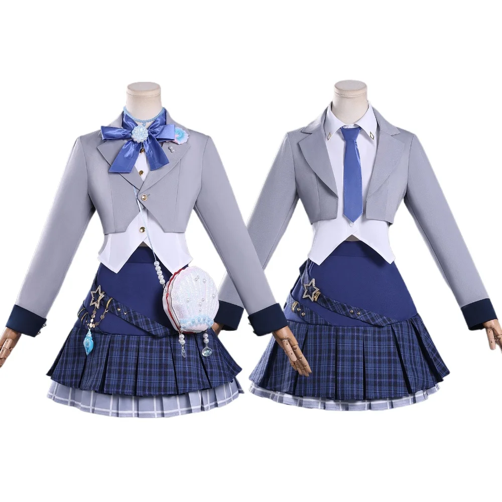 Disfraz de Honor of Kings Doria Xishi, conjunto de camiseta, traje ortopé con cuello Jaet Irt, Falda plisada a cuadros de cintura alta, uniforme JK