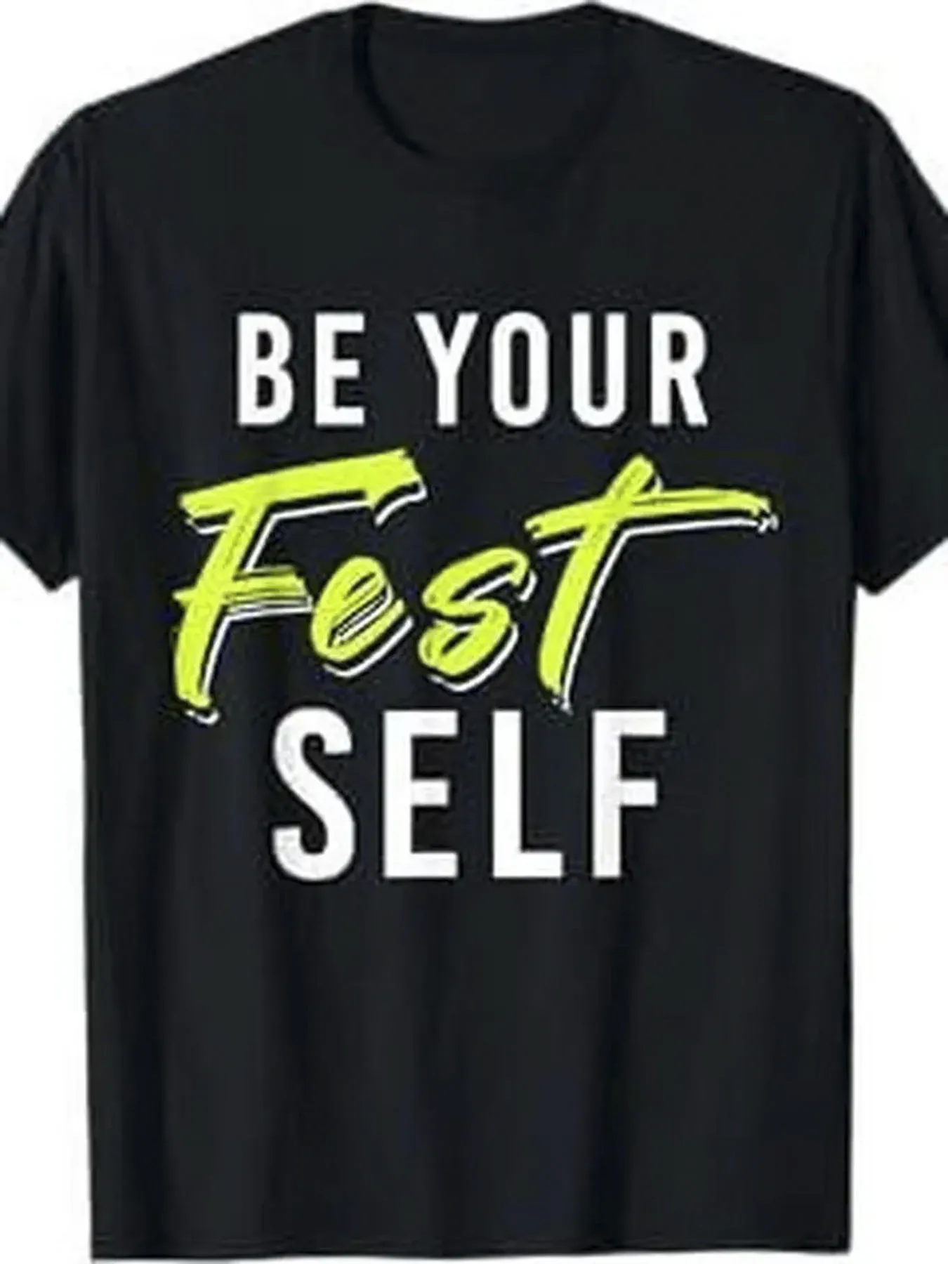 2026 1pc Men's 100% Cotton T-Shirt with Neon Green 
