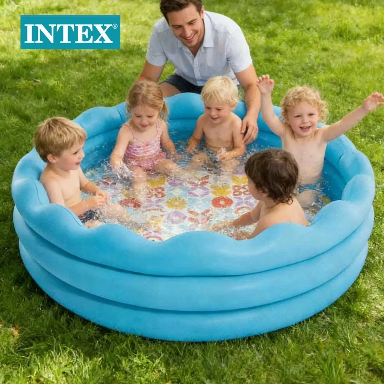 Blue Wave Three-Ring Inflatable Swimming Pool Thickened Kids Water Play Pool Portable Foldable Children Summer Outdoor Backyard