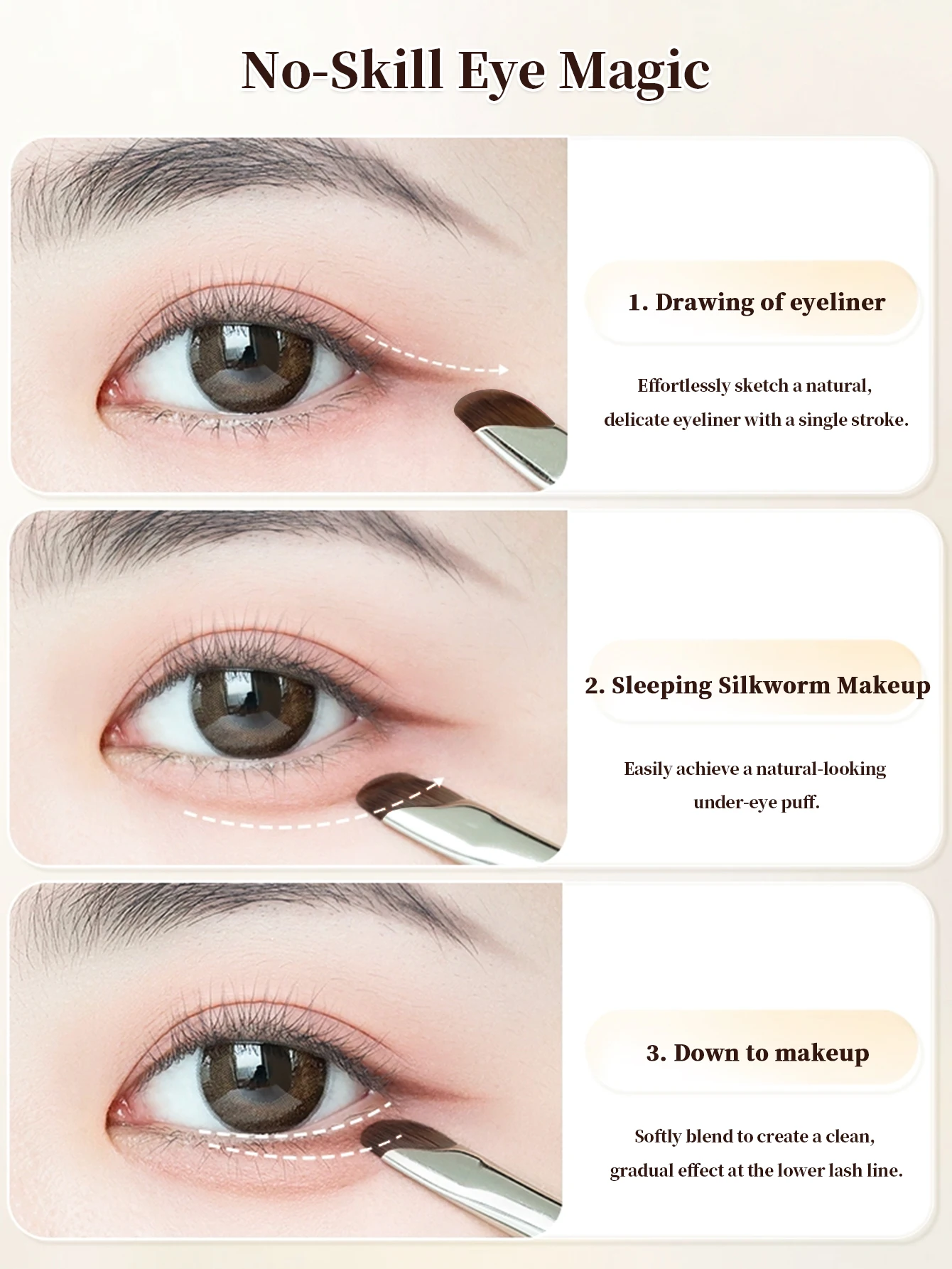 1 ชุด 5 แปรงแต่งหน้าใบมีดแปรงอายไลเนอร์เปลือกตาล่างถึงหัวแบนเฉียงมุมคิ้วแปรงแนวนอนผีเสื้อกลวงแปรง