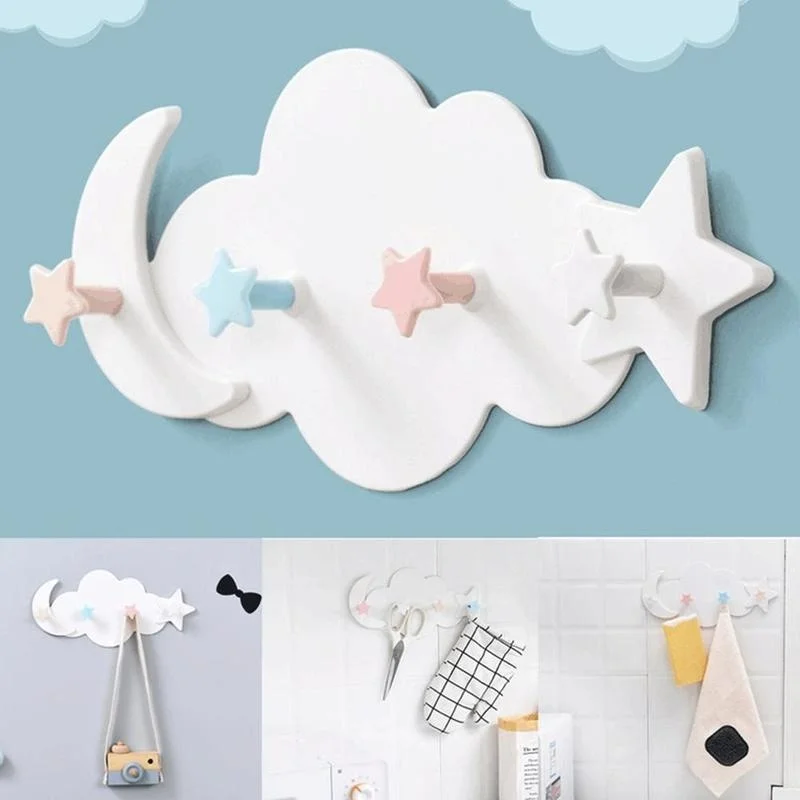 

2024 Cloud Star Moon Hook Living Room Bathroom Bedroom Wall Hook Children's Baby Room Hook Home Furnishings Cute Home Decoration