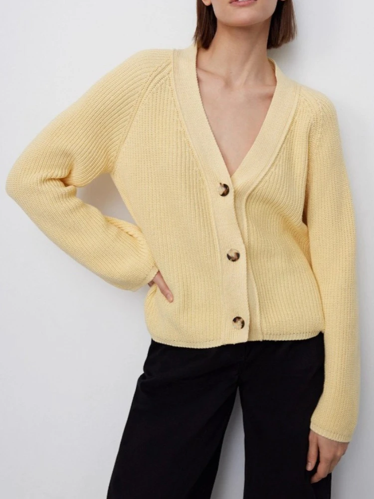 

New in Autumn Winter Knitted Women's Cardigan Sweater Casual Loose V Neck Long Sleeve Tops Streetwear Retro Sweaters Clothing