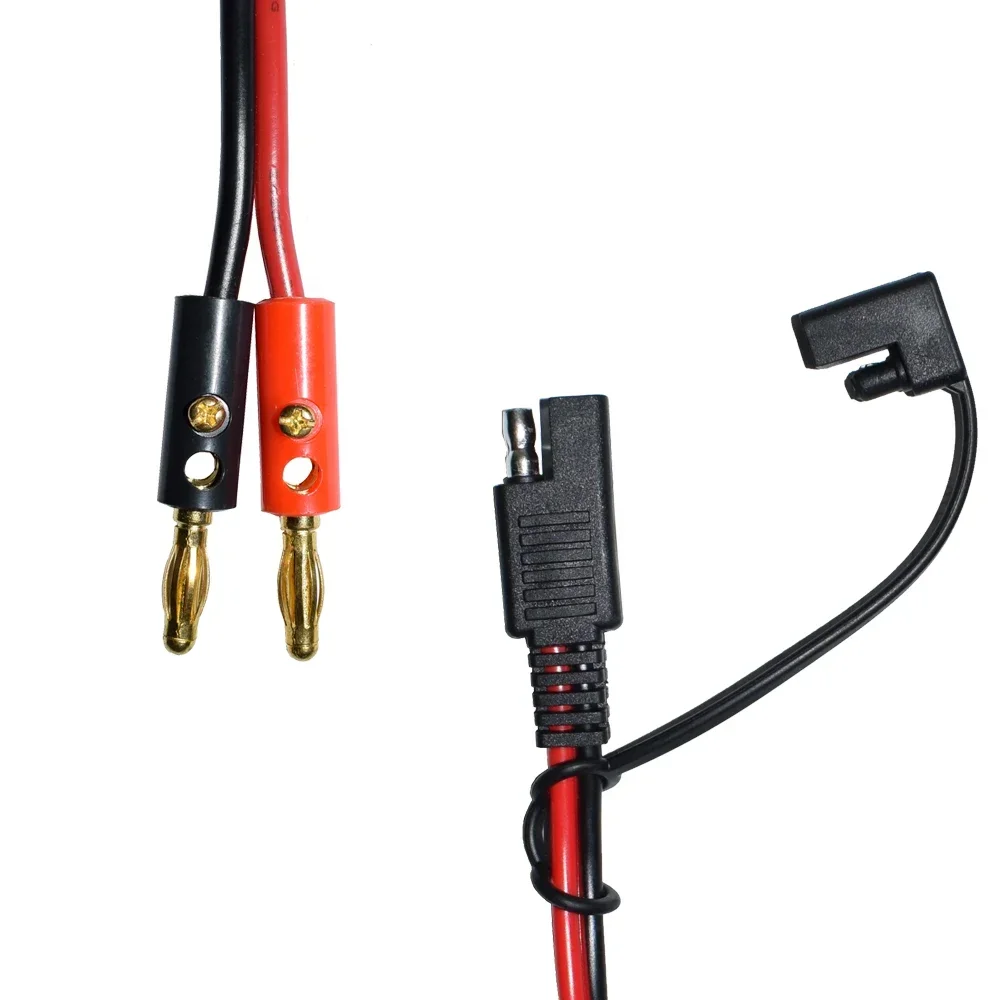 14AWG 30cm SAE to 4mm Bullet Banana Plugs Battery Charge Cable for Automobile and Solar Panel Charger Connector Cable