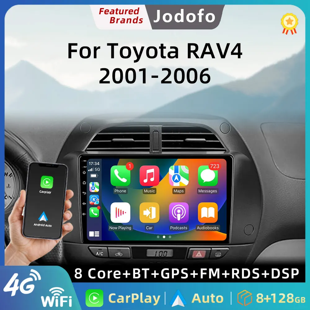 Jodofo Android13 2 DIN Car Radio Multimedia Video Player for Toyota RAV4 Rav 4 2001-2006 2DIN stereo GPS Navigation Carplay