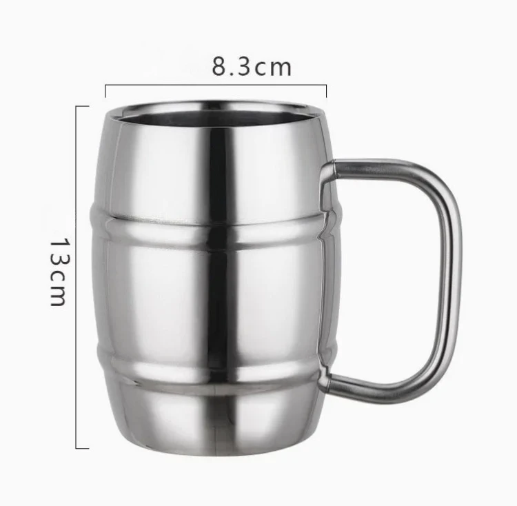 

With Handle Outdoor Drinkware 450ml 500ml Stainless Steel Insulated Beer Mug Portable Travel Camping Coffee Cup
