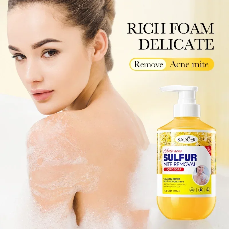 500ml Deep Cleansing Sulfur Mite Removal Body Wash Oil Control Anti-Acne Shower Gel  Bath and Body Cleansers