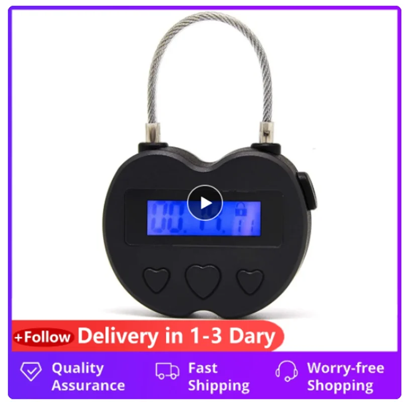 Smart Time Lock LCD Display Time Lock Multifunction Travel Electronic Timer, Waterproof USB Rechargeable Temporary Timer Padlock