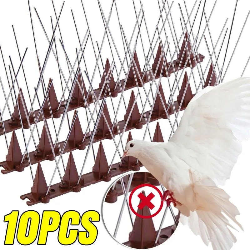 

Шипы от птиц из нержавеющей стали, отпугивающие средства для голубей, птиц, гибкие шипы для голубей с пластиковым основанием для уличного забора, крыши