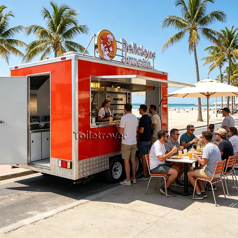 Custom Street Food Trailer 4m Churros Pizza Food Trailer Shawarma Fast Commercial Food Truck with Fully Kitchen Equipment