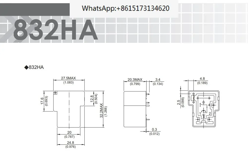 20 pieces 832A 832HA-1A-1C-F-C-S-B 12VDC 24VDC Matsukawa Relay 40A 30A