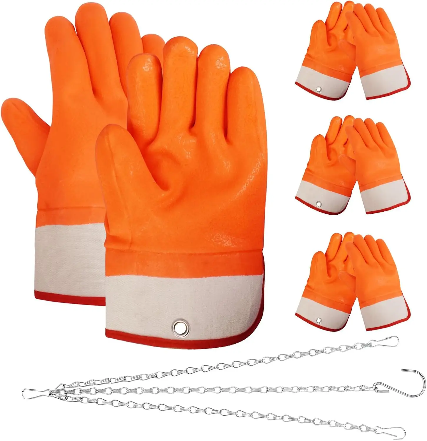 

4 Pairs Propane Cylinder Handling Gloves Waterproof PVC Work Gloves with Chains Double Dipped Forklift for Men