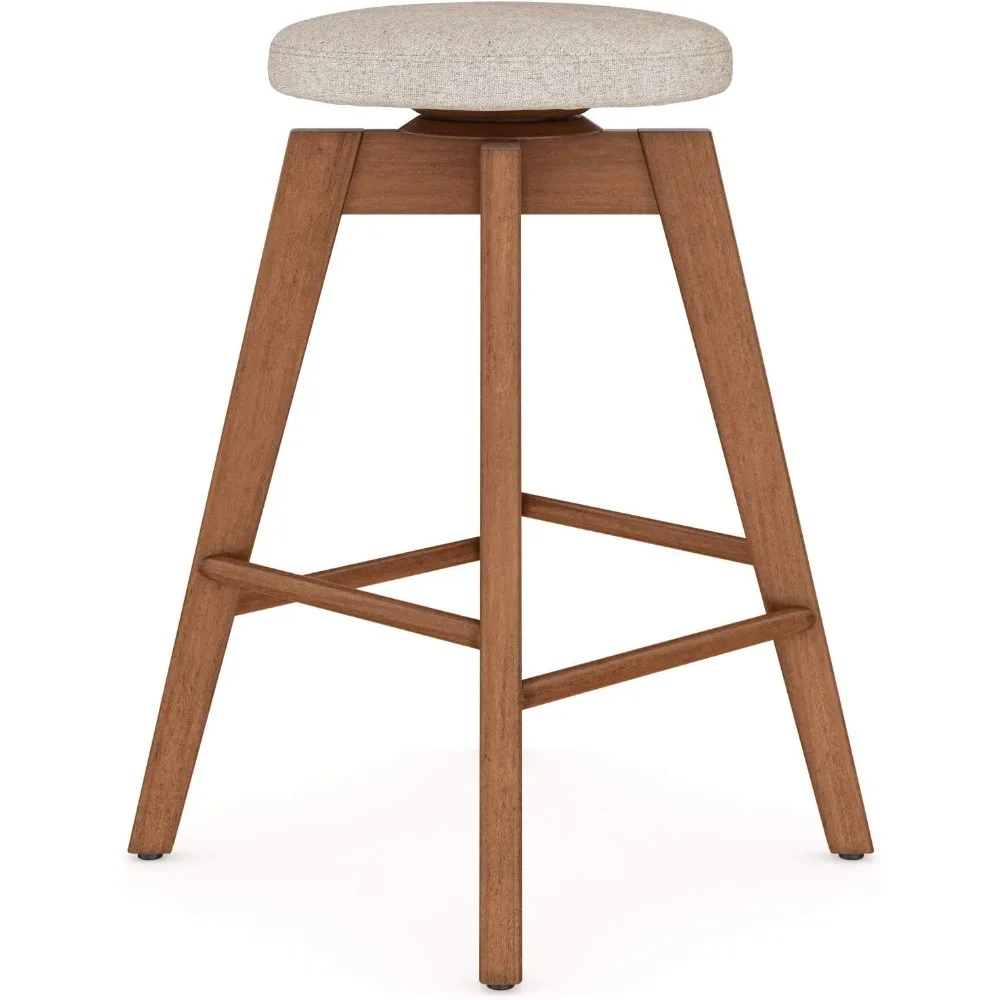 

Backless Kitchen Counter Height Bar Stool, Solid Wood with 360 Swivel Seat Antique Coffee/Natural Wheat, Set of 2