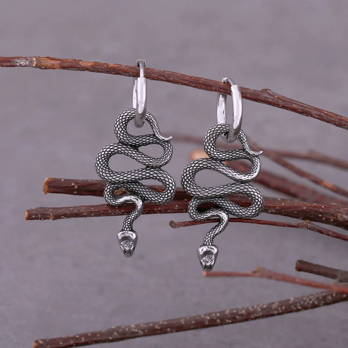

Hip Hop Punk Fashion Animal Snake Drop Earrings Nordic Viking Stainless Steel Men's and Women's Earrings with Charm Jewelry