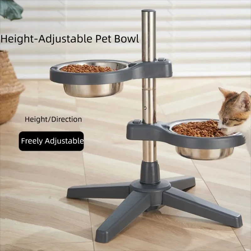 

Practical Adjustable Height Dog Food Bowl Stainless Steel Durable Pet Bowl Easy To Clean Non-Slip Base Water Bowl Pet Feeding